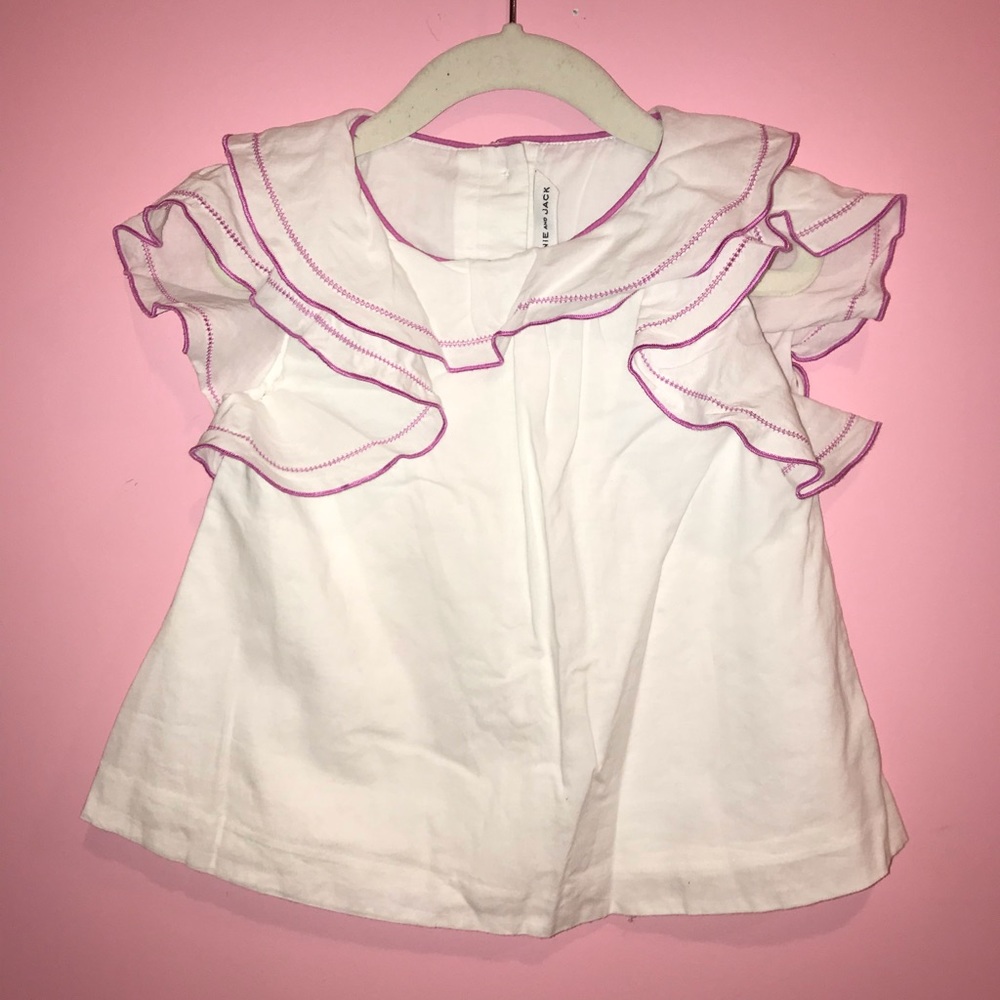 Janie & Jack White Ruffle Trim Top Blouse Size 4